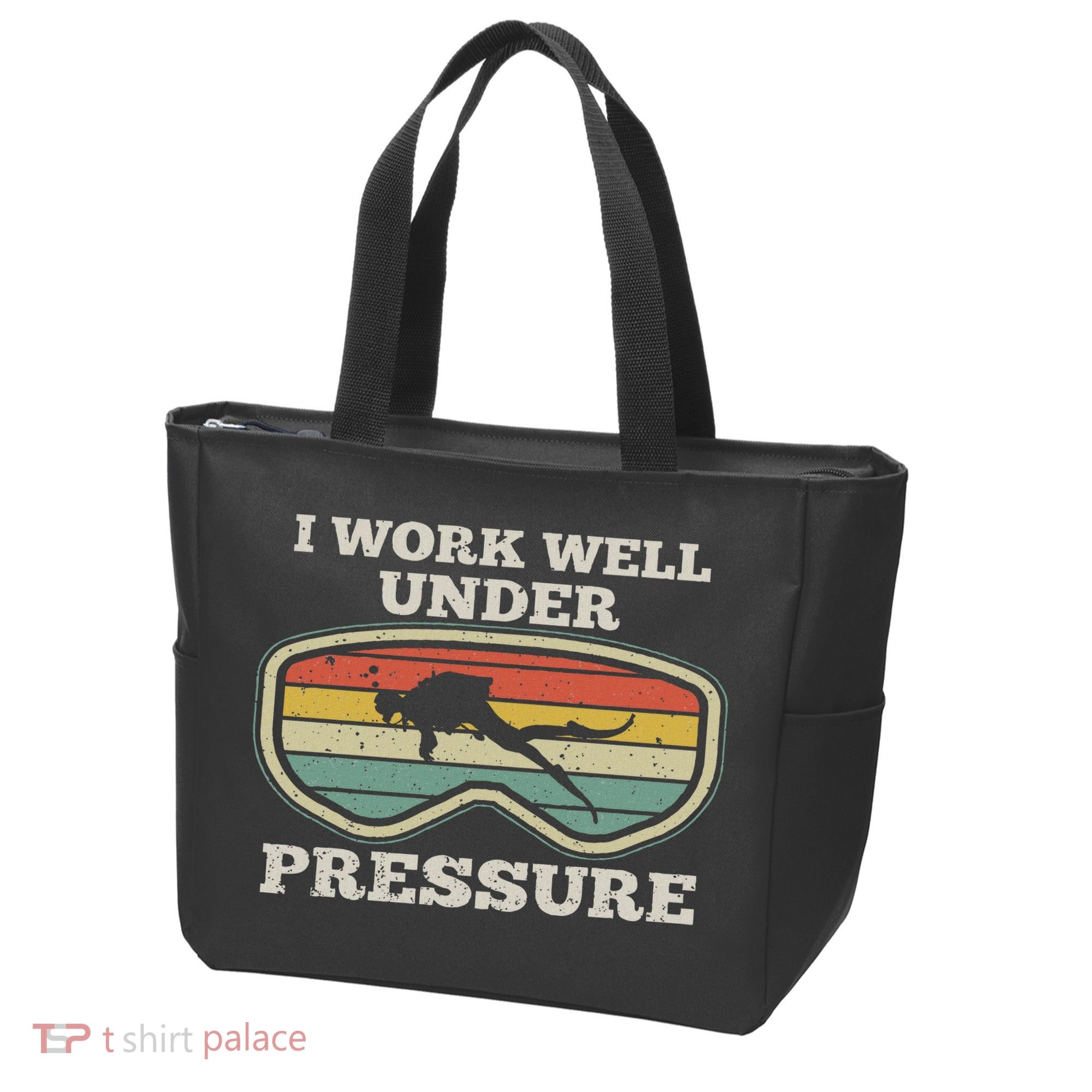 I Work Well Pressure Distressed Scuba Diving Diver Tote Bag
