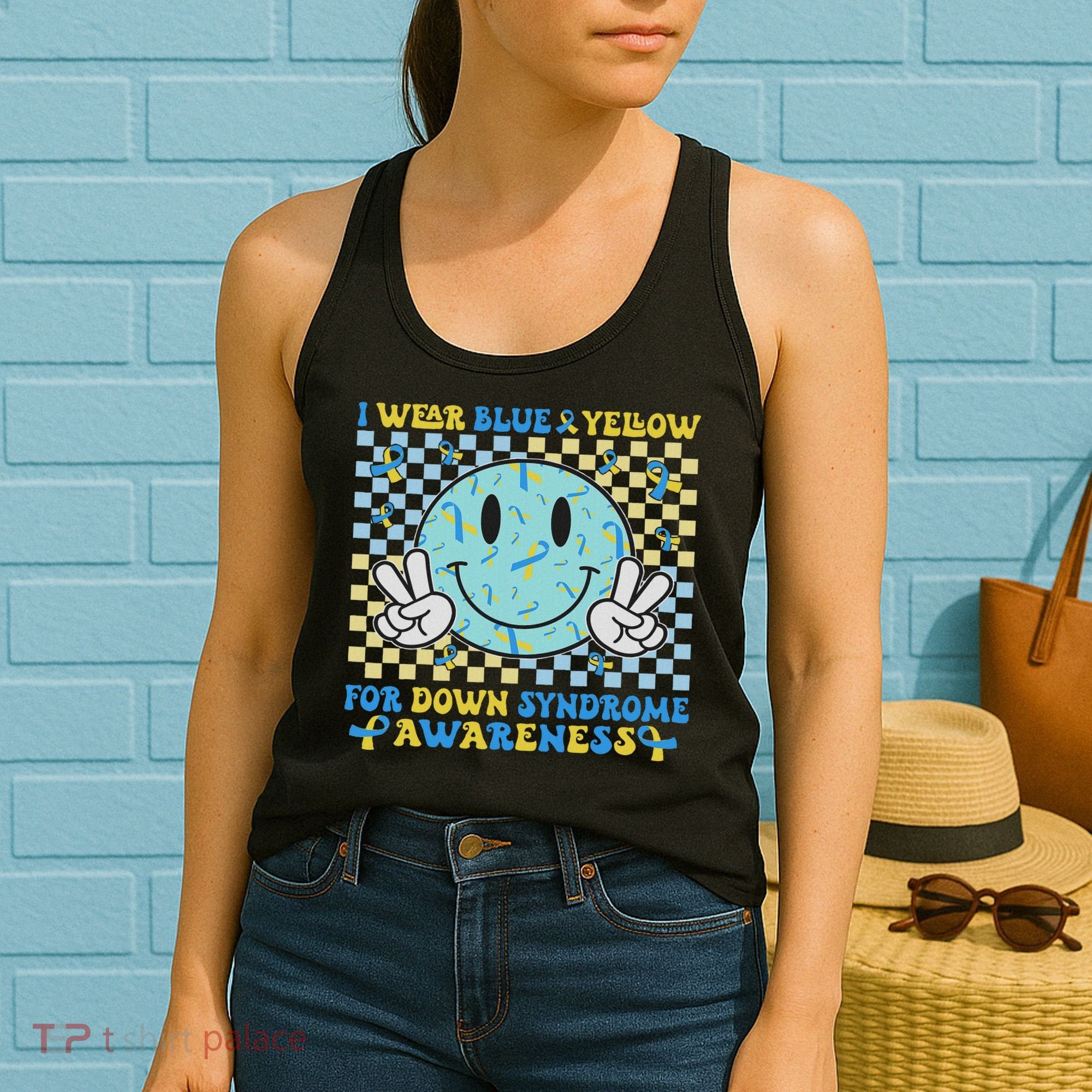 I Wear Yellow And Blue For World Down Syndrome Awareness Women's Tank Top