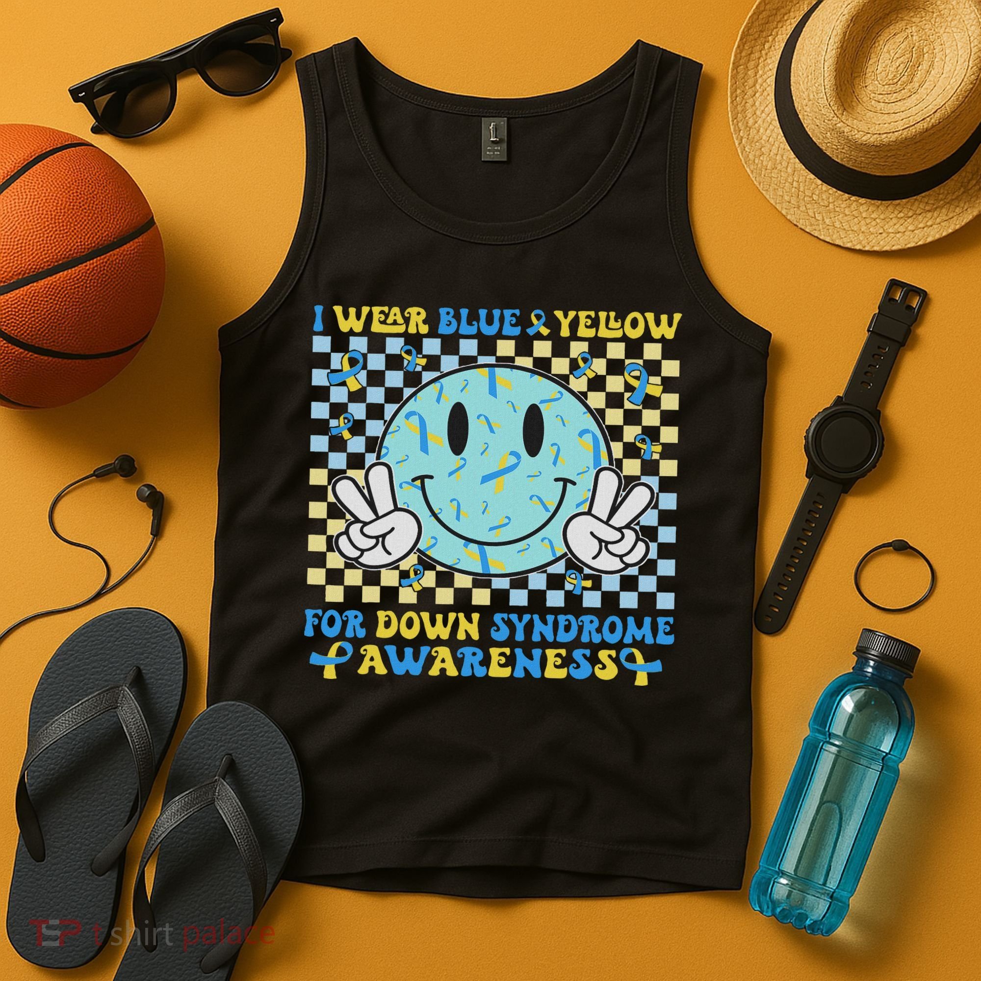 I Wear Yellow And Blue For World Down Syndrome Awareness Tank Top