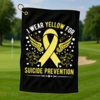 I Wear Yellow For Suicide Prevention Awareness Golf Towel thumb 1