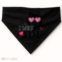 I Wolf You Cool Gift Happy Valentines Day Gift USA-Made Doggie Bandana thumb 0