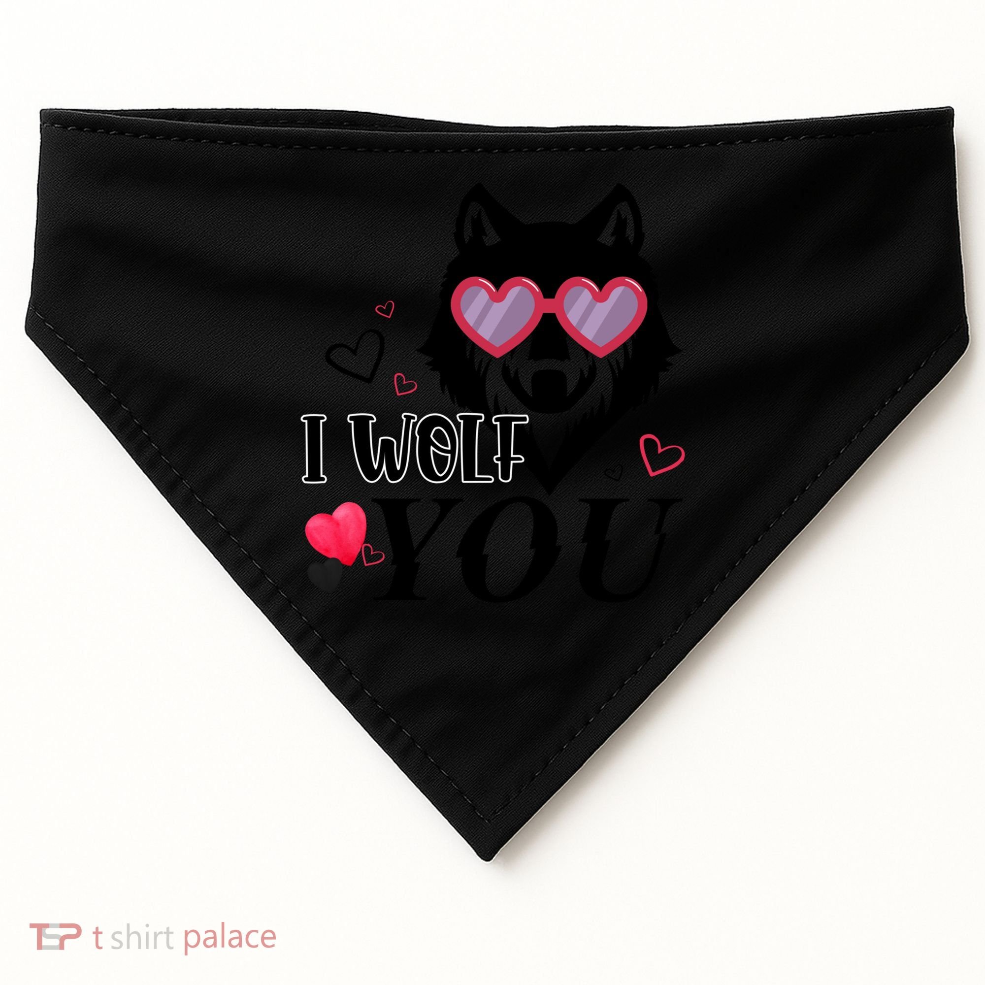 I Wolf You Cool Gift Happy Valentines Day Gift USA-Made Doggie Bandana
