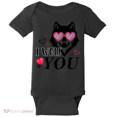 I Wolf You Cool Gift Happy Valentines Day Gift Baby Bodysuit