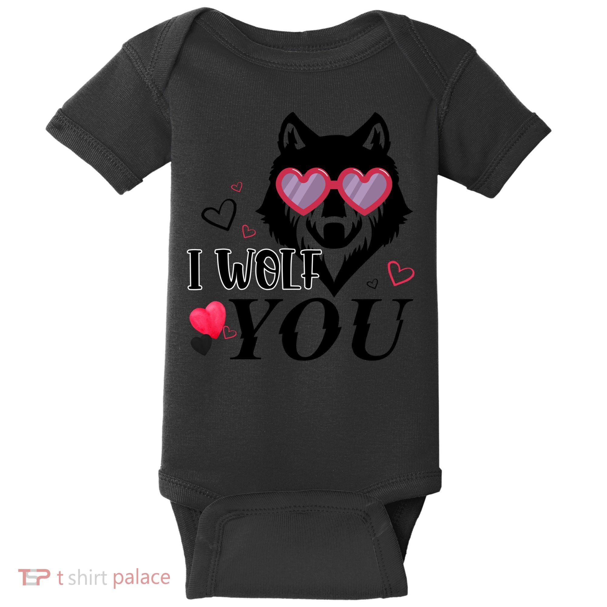 I Wolf You Cool Gift Happy Valentines Day Gift Baby Bodysuit