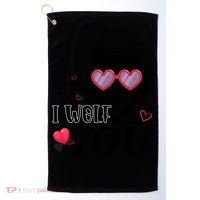 I Wolf You Cool Gift Happy Valentines Day Gift Golf Towel thumb 0