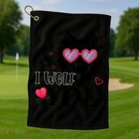 I Wolf You Cool Gift Happy Valentines Day Gift Golf Towel thumb 1