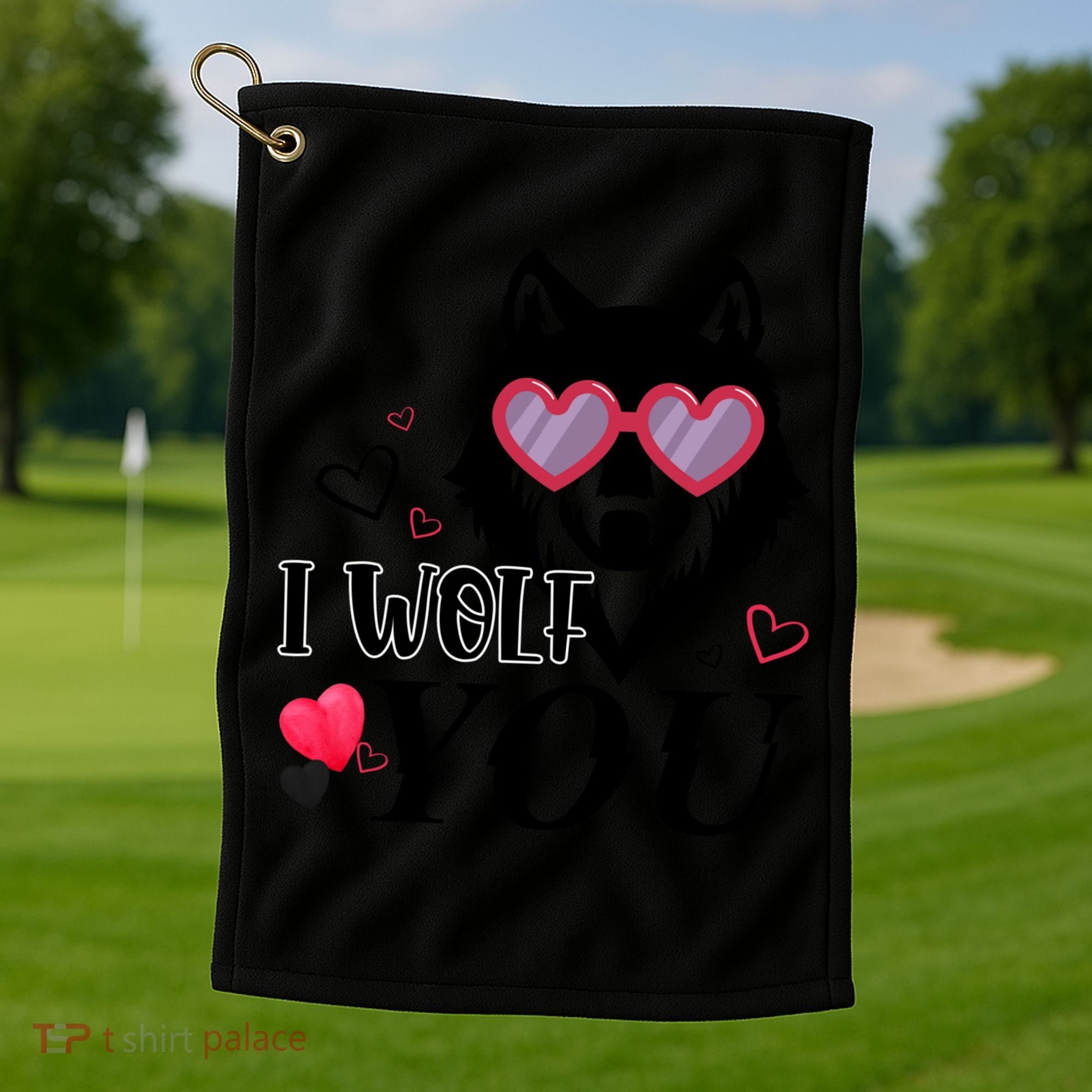 I Wolf You Cool Gift Happy Valentines Day Gift Golf Towel
