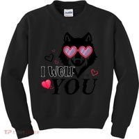 I Wolf You Cool Gift Happy Valentines Day Gift Kids Sweatshirt thumb 0