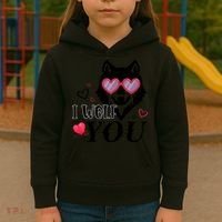 I Wolf You Cool Gift Happy Valentines Day Gift Kids Hoodie thumb 3