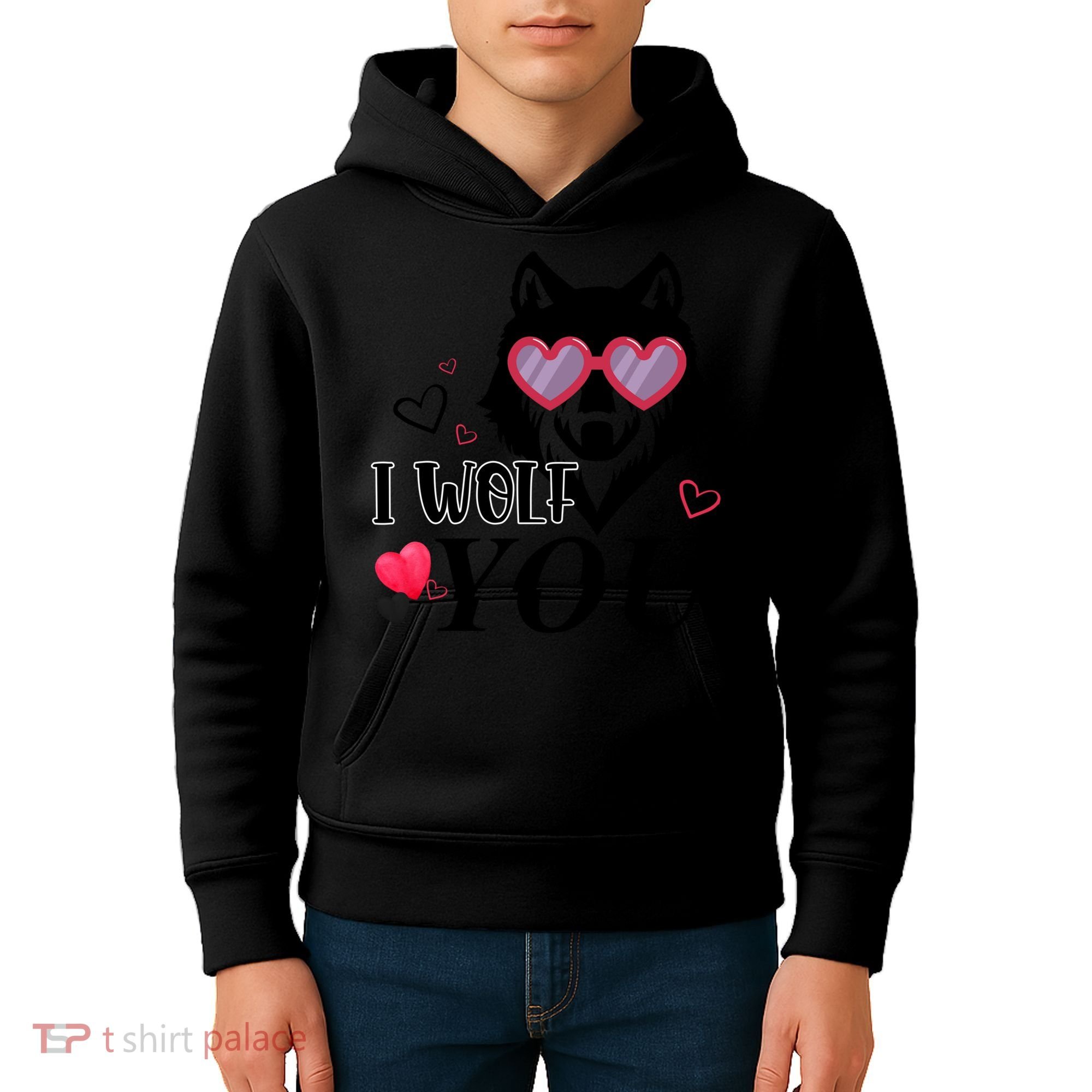 I Wolf You Cool Gift Happy Valentines Day Gift Kids Hoodie
