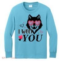 I Wolf You Cool Gift Happy Valentines Day Gift Kids Long Sleeve Shirt thumb 0
