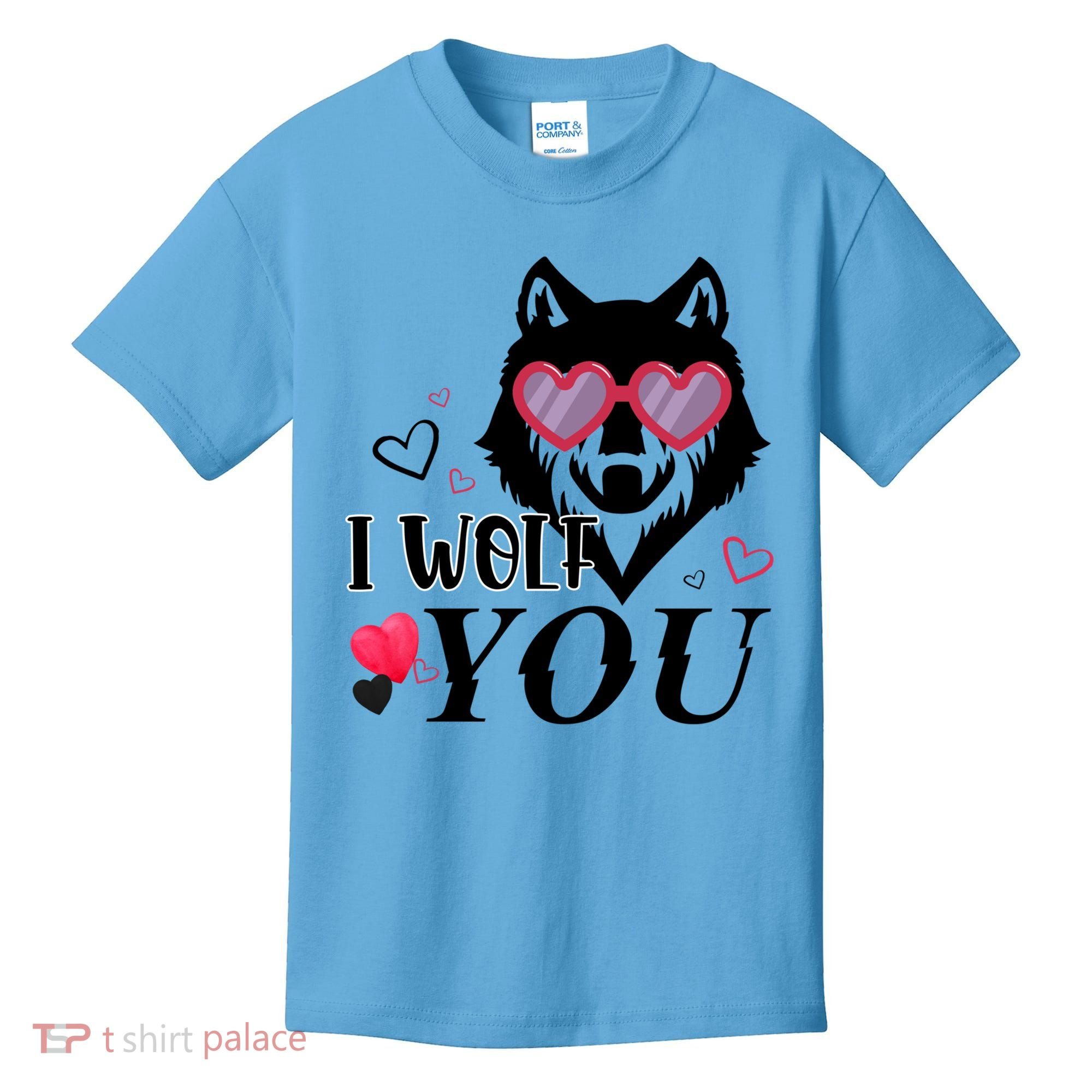 I Wolf You Cool Gift Happy Valentines Day Gift Kids T-Shirt