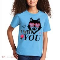 I Wolf You Cool Gift Happy Valentines Day Gift Kids T-Shirt thumb 2