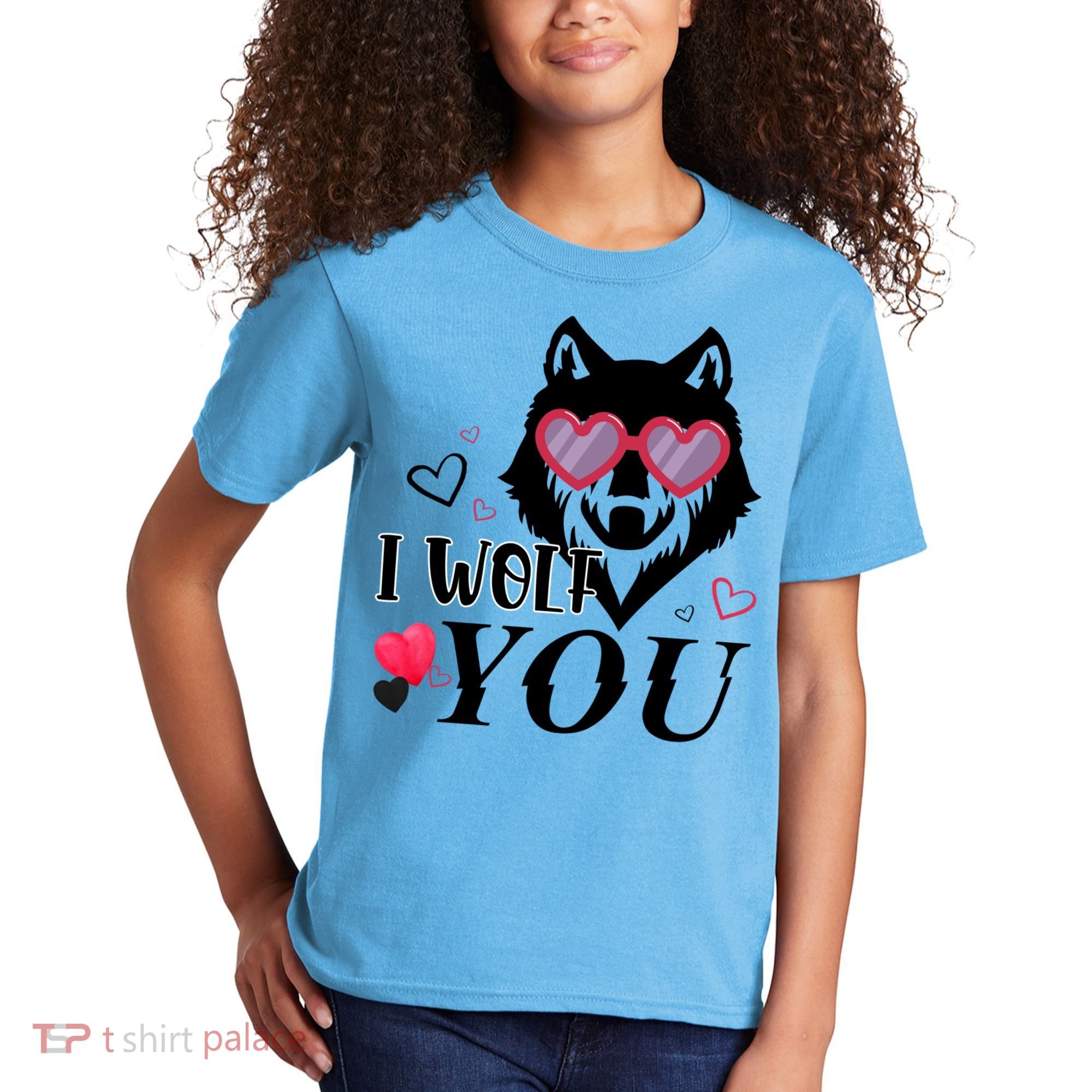 I Wolf You Cool Gift Happy Valentines Day Gift Kids T-Shirt