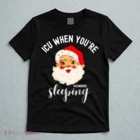ICU When You're Sleeping Funny ICU Nurse Christmas Santa T-Shirt thumb 5