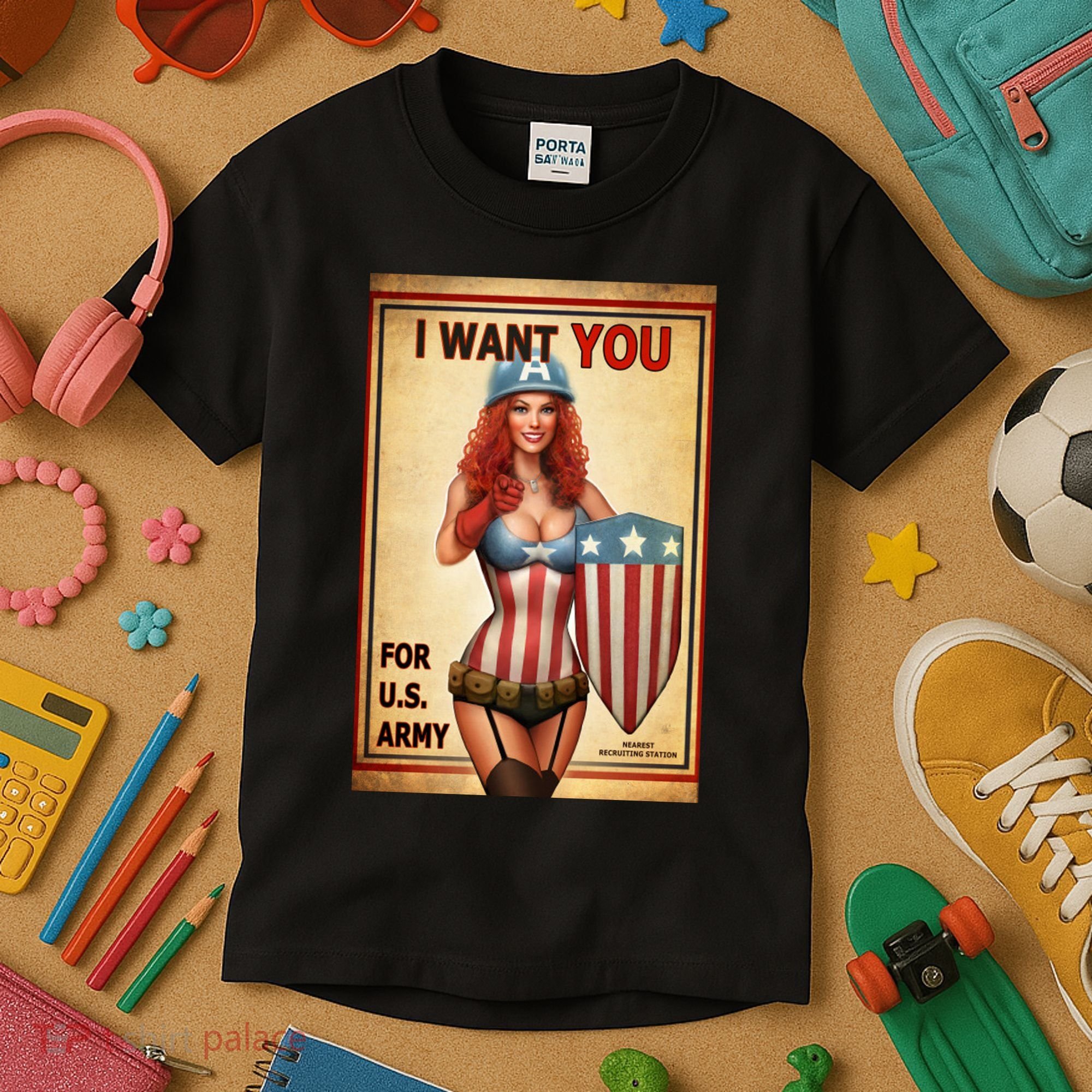 I Want You For US Army Female America Kids T-Shirt