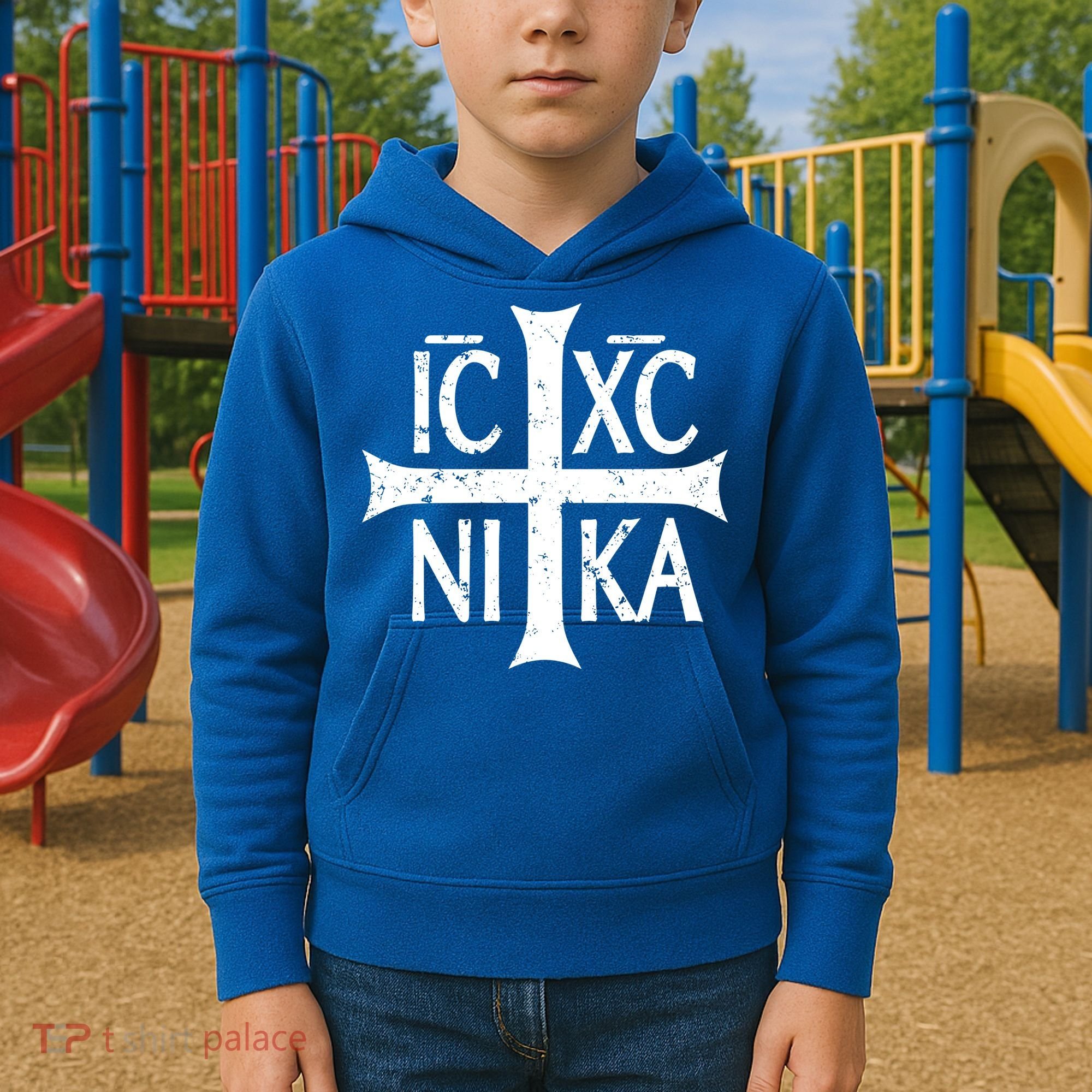 Ic Xc Nika Cross Christogram Orthodox Christian Kids Hoodie