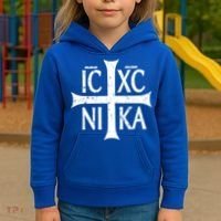 Ic Xc Nika Cross Christogram Orthodox Christian Kids Hoodie thumb 3