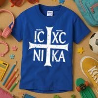 Ic Xc Nika Cross Christogram Orthodox Christian Kids T-Shirt thumb 3