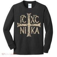 Ic Xc Nika Cross Christogram Orthodox Christian Kids Long Sleeve Shirt thumb 0