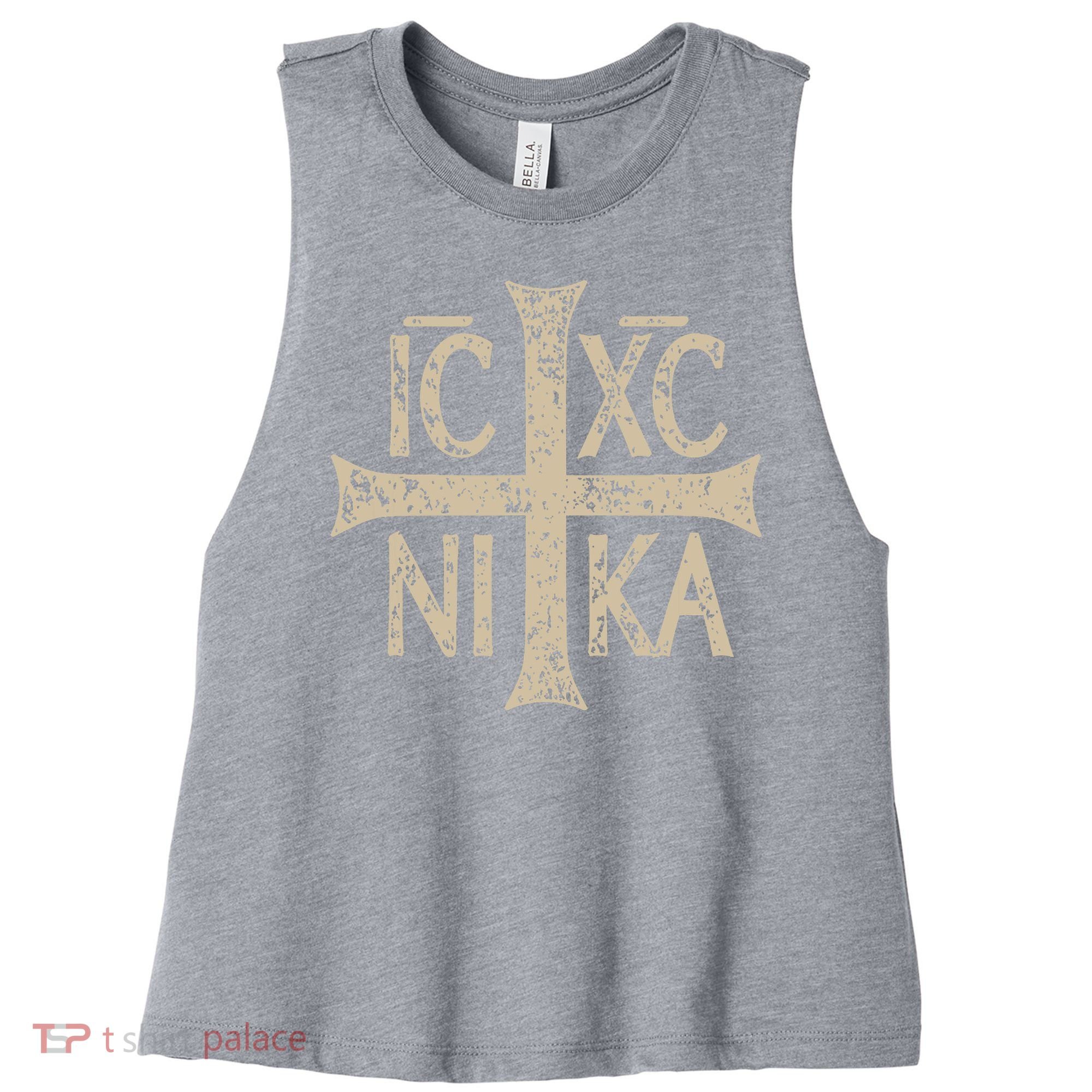 Ic Xc Nika Cross Christogram Orthodox Christian Women's Racerback Cropped Tank