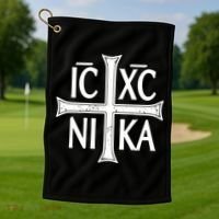 IC XC NIKA Cross Orthodox Eastern Christianity Christogram Golf Towel thumb 1