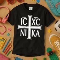 IC XC NIKA Cross Orthodox Eastern Christianity Christogram Kids T-Shirt thumb 3