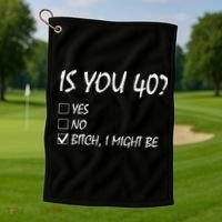 Is You 40? funny 40th Birthday, 40 Year Old, Birthday Party Golf Towel thumb 1