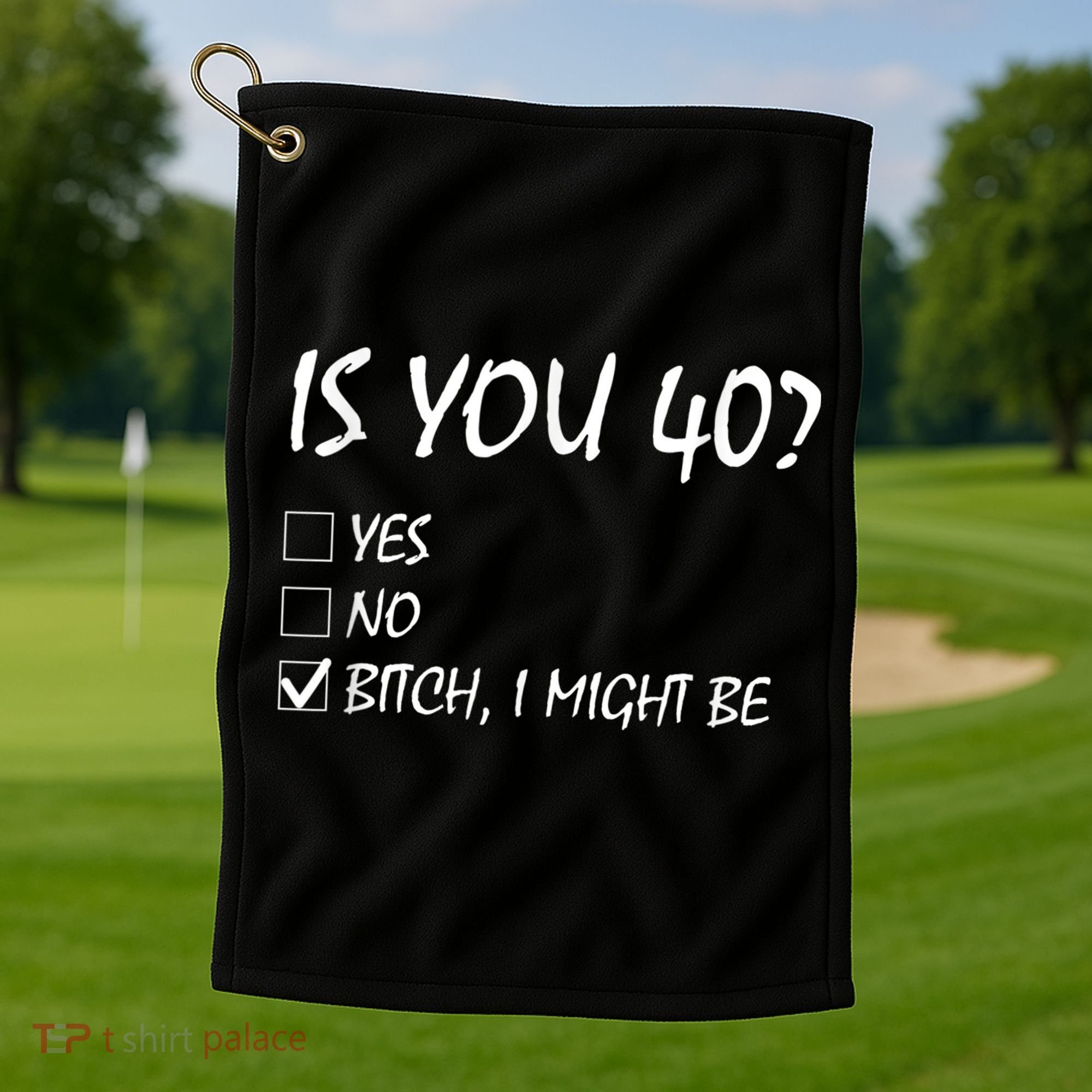 Is You 40? funny 40th Birthday, 40 Year Old, Birthday Party Golf Towel