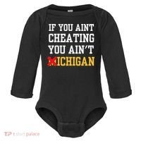 If You Aint Cheating You Ain't Michigan retro  Baby Long Sleeve Bodysuit thumb 0