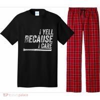 I Yell Because I Care Baseball Softball Dad Mom Pajama Set thumb 0