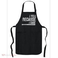 I Yell Because I Care Funny Baseball Softball Dad Apron thumb 0