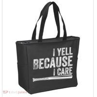I Yell Because I Care Funny Baseball Softball Dad Tote Bag thumb 2