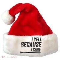 I Yell Because I Care Funny Baseball Softball Dad Santa Hat thumb 0