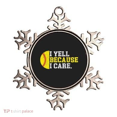 I Yell Because I Care Funny Softball Player Mom Dad Ornament
