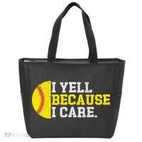 I Yell Because I Care Funny Softball Player Mom Dad Tote Bag thumb 0