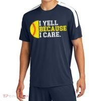 I Yell Because I Care Funny Softball Player Mom Dad Sport-Tek Competitor United Soccer Jersey thumb 0