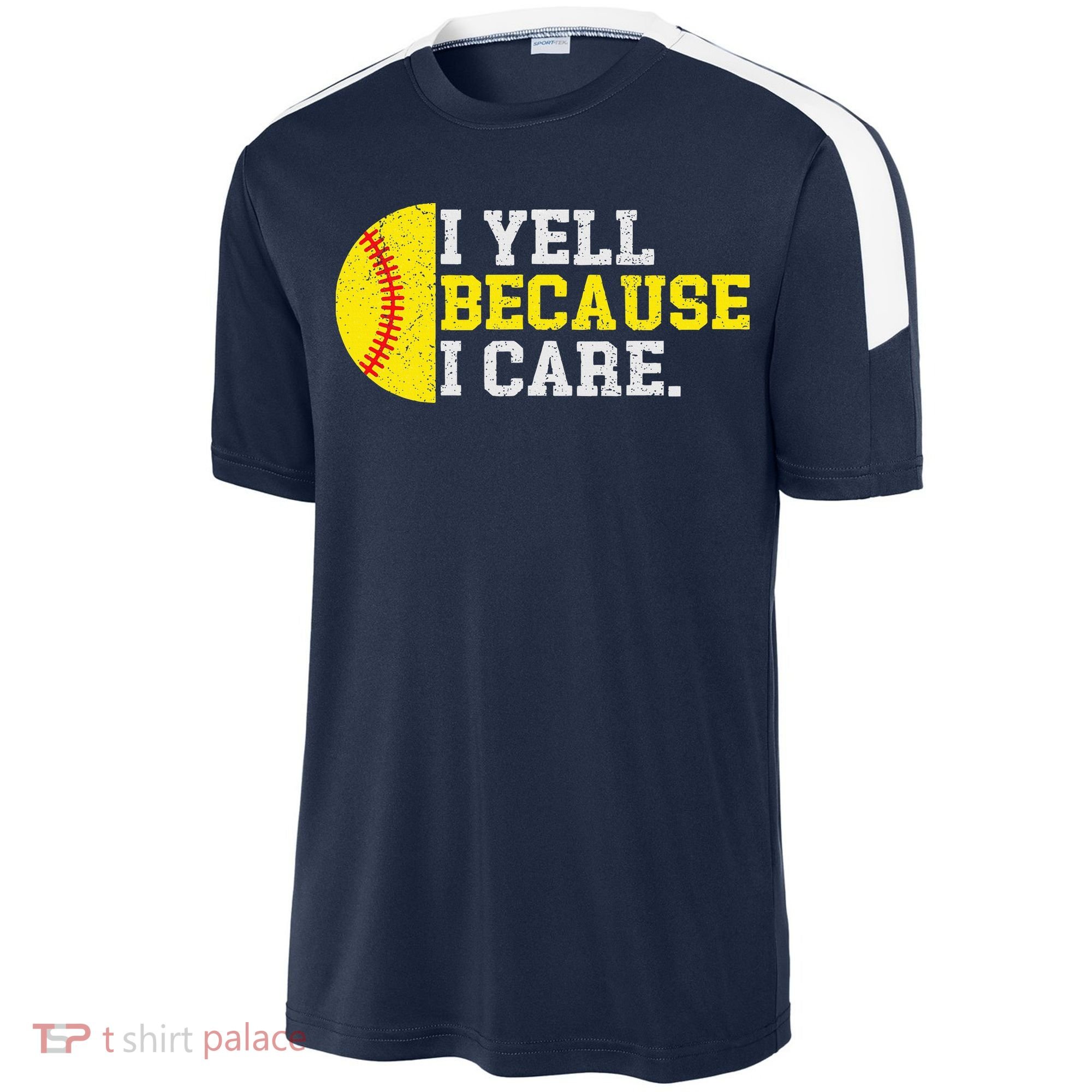 I Yell Because I Care Funny Softball Player Mom Dad Sport-Tek Competitor United Soccer Jersey
