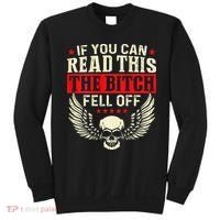 If You Can Read This The Bitch Fell Off Biker Back Print Sweatshirt thumb 0