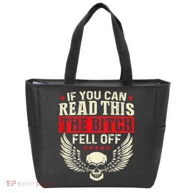 If You Can Read This The Bitch Fell Off Biker Back Print Tote Bag