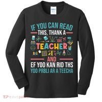 If You Can Read This Thank A Teacher Funny Teacher Kids Long Sleeve Shirt thumb 0