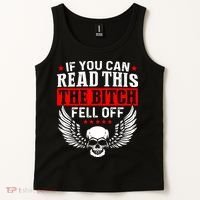 If You Can Read This The Bitch Fell Off Biker Tank Top thumb 2