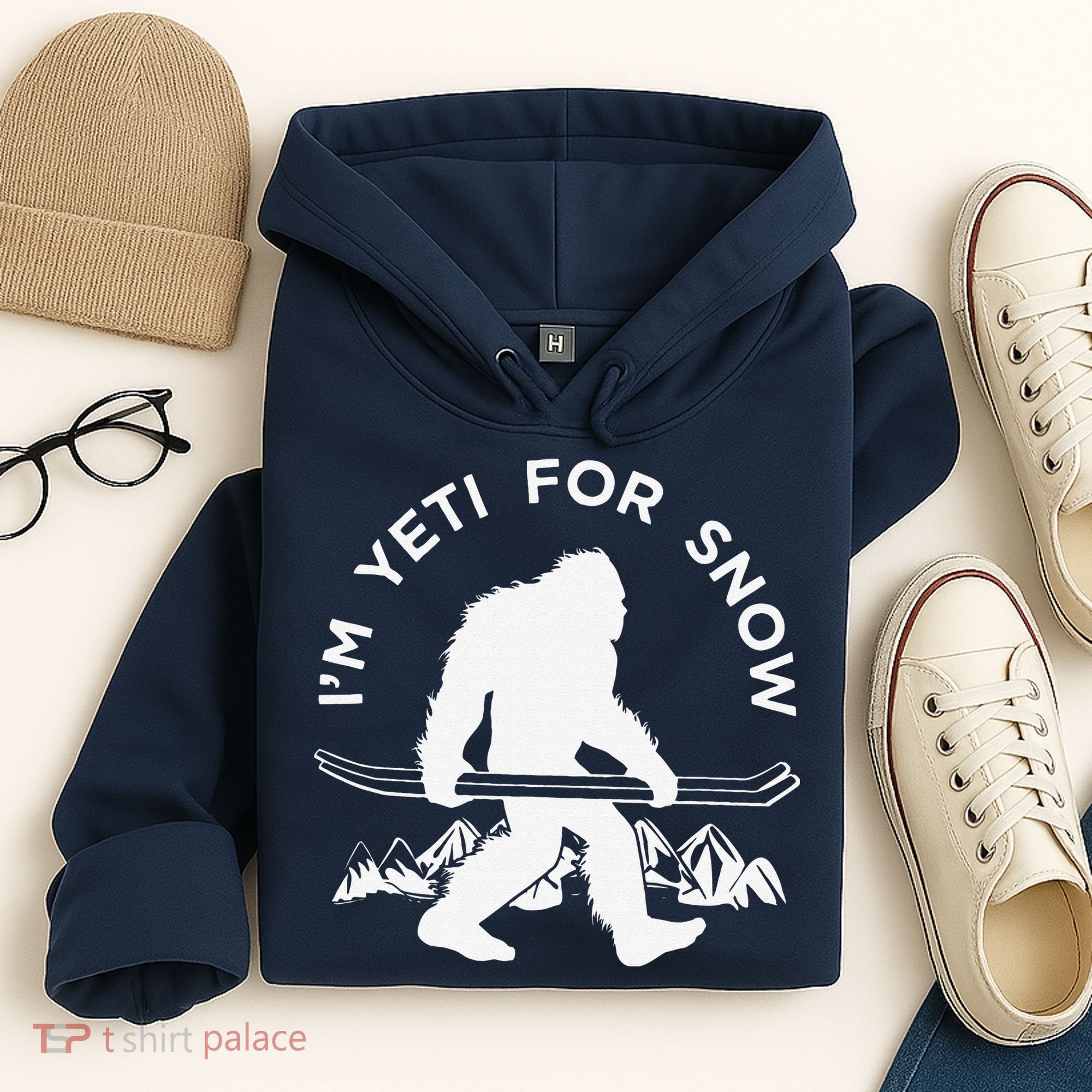 Im Yeti For Snow Funny Mountain Snowman Skiing Hoodie
