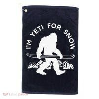 Im Yeti For Snow Funny Mountain Snowman Skiing Golf Towel thumb 0