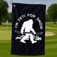 Im Yeti For Snow Funny Mountain Snowman Skiing Golf Towel thumb 1