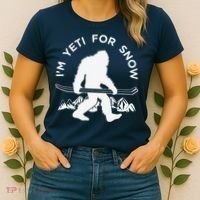 Im Yeti For Snow Funny Mountain Snowman Skiing Women's T-Shirt thumb 2