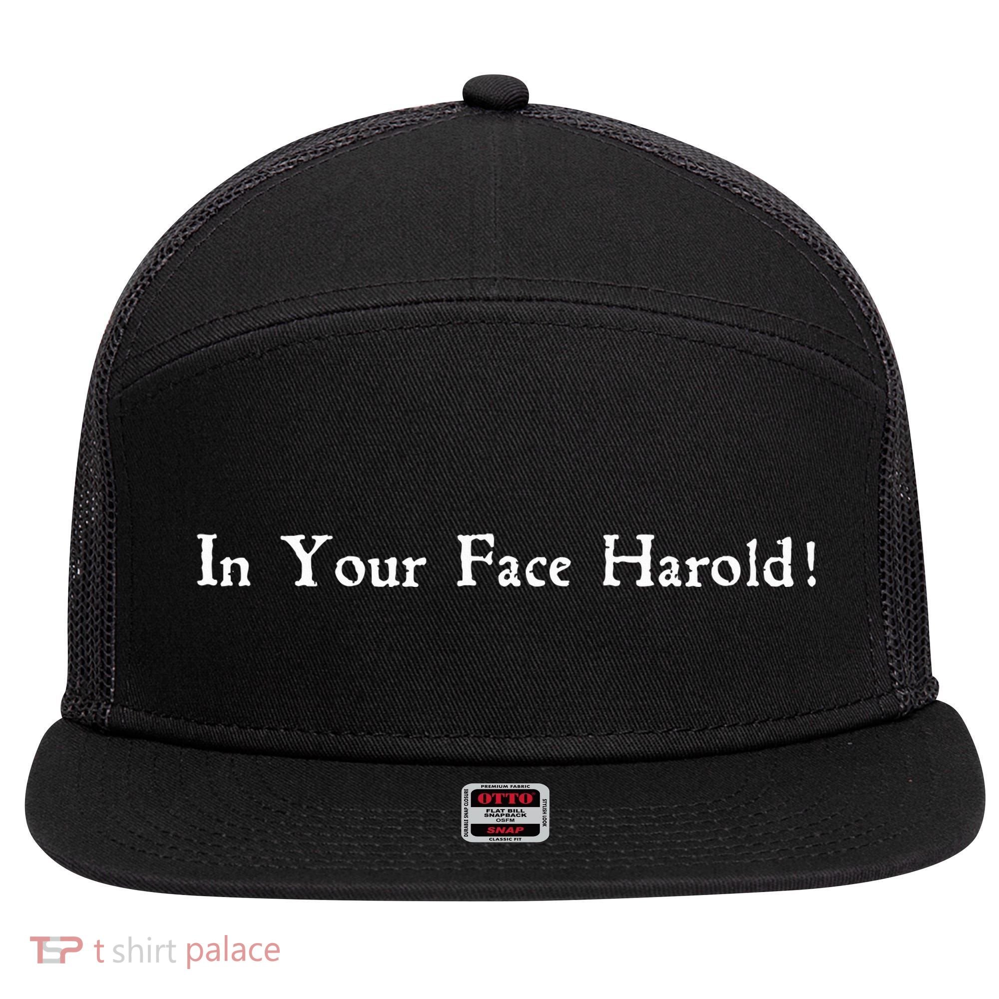 In Your Face Harold! 7 Panel Mesh Trucker Snapback Hat