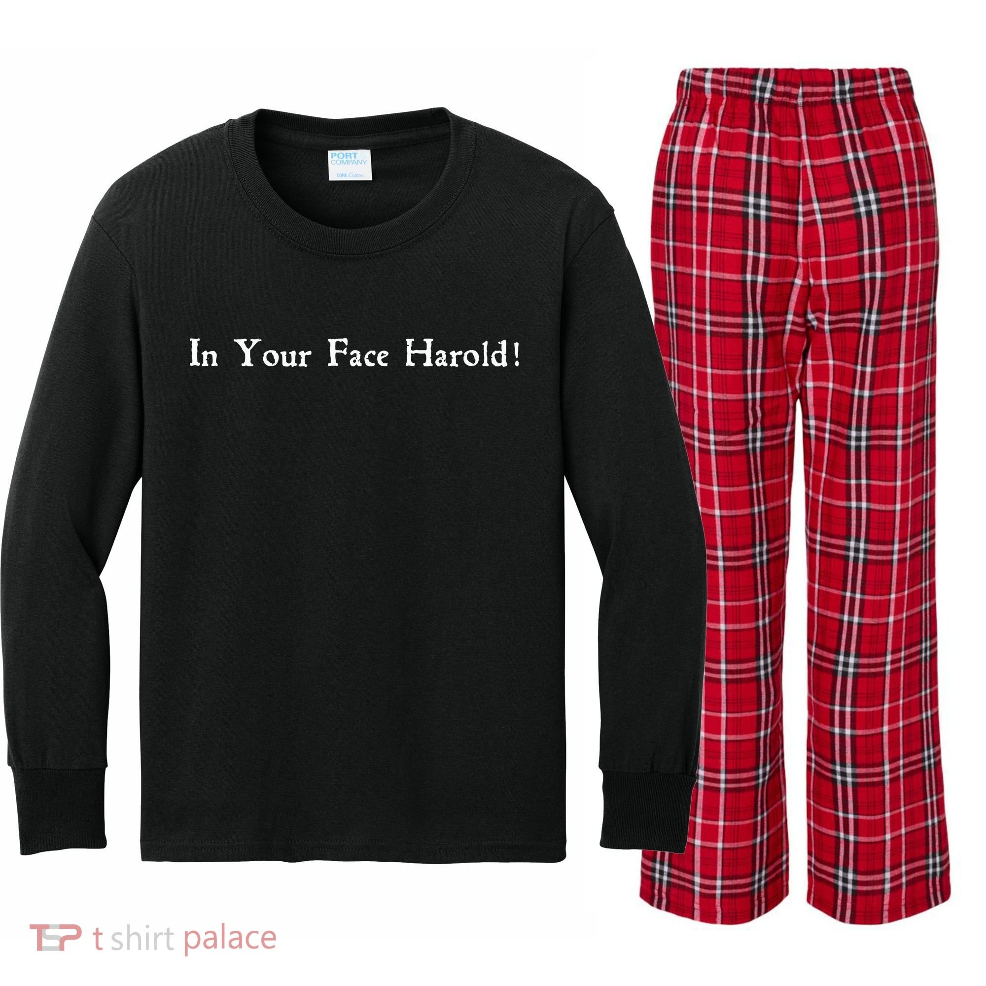 In Your Face Harold! Kids Long Sleeve Plaid Pajama Set
