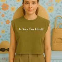 In Your Face Harold! Garment-Dyed Women's Muscle Tee thumb 4