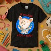 If You Give A Pig A Party Birthday Decorations Kids T-Shirt thumb 3